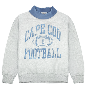 Cape Cod Football Mockneck - Ash/Washed blue