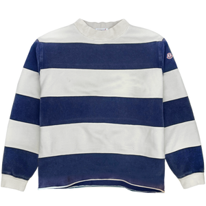 Port Striped Micro-Mock Neck Sweatshirt - Navy/White