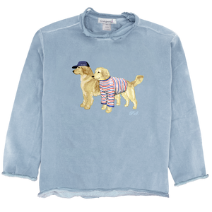 Firstport x Lunden & Olivia Port Stallings Retrievers  Crewneck - Washed Blue