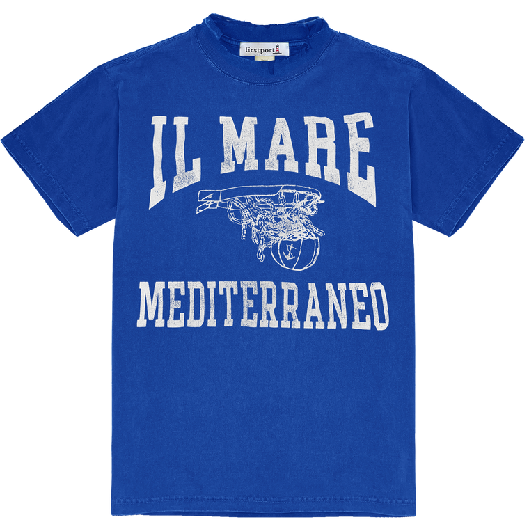 Weathered Series il Mar Mediterraneo Basketball T-shirt - Deep Royal