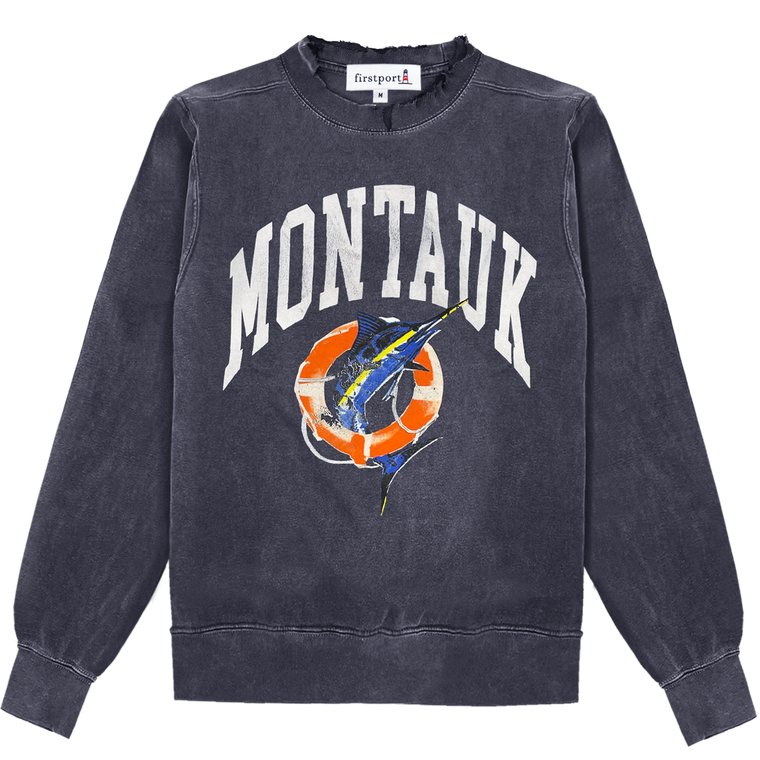 Montauk Fish Crewneck (uncut) - Dark Denim