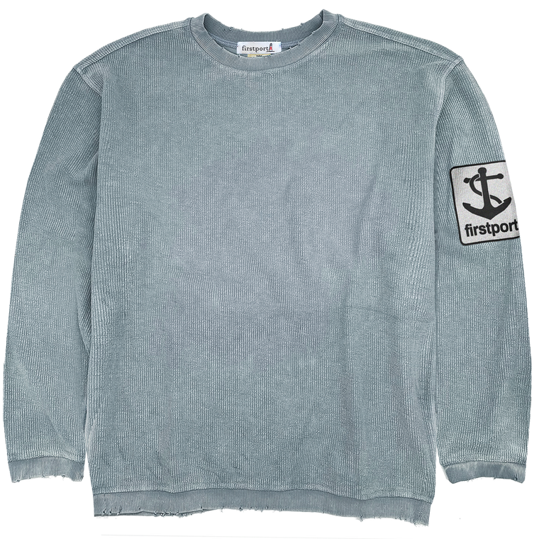 Firstport Anchor Badge Ribbed Sweatshirt - Ice Denim Blue