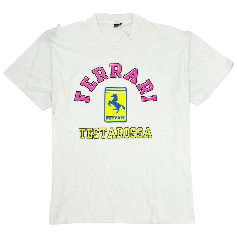 80s Ferrari Testarossa White T-shirt - Size: XL
