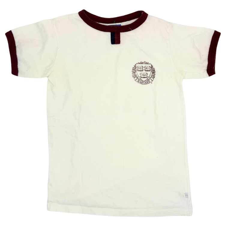 70s White Harvard Varsity T-Shirt - Size: S