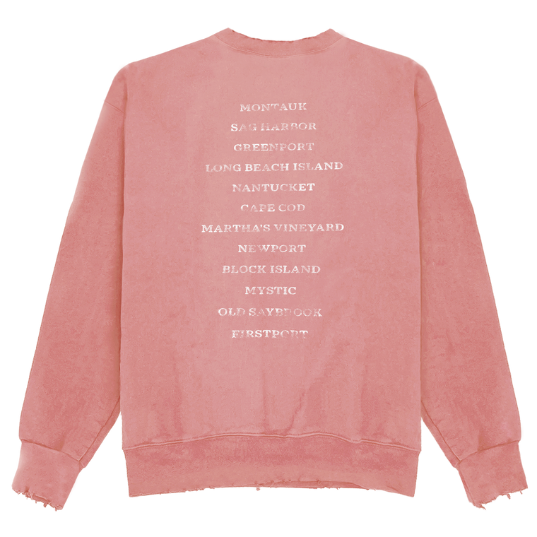 Round the coast Rugged Crewneck - overdye coral