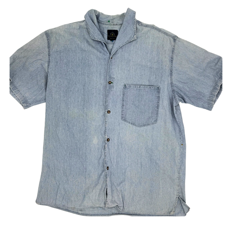 Vintage 80s ermenegildo zegna Yachting Wear Denim Shirt - Size: XL