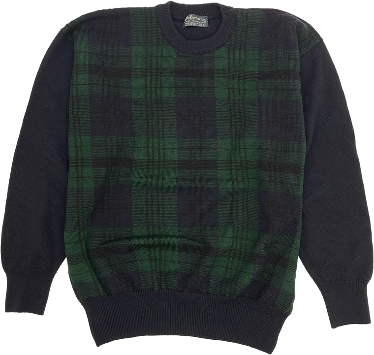Vintage 80s Burberry Tartan wool Sweater - Size: L