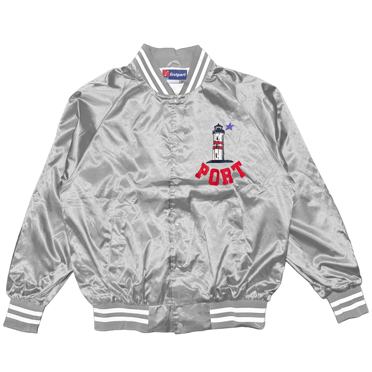 Port Lighthouse Satin Bomber Jacket - Silver