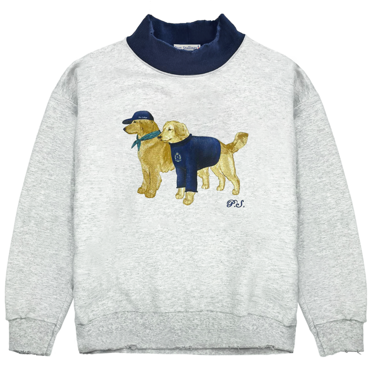 Firstport x Lunden & Olivia Port Stallings Two-Tone Retrievers Mock Neck - Ash/Navy (PRE-ORDER)