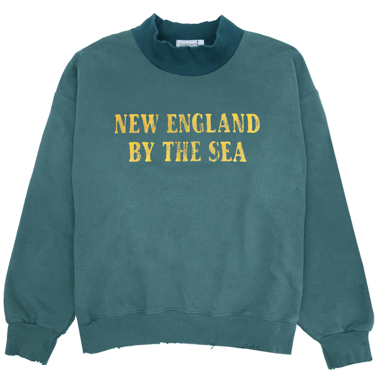 New England by the Sea Mockneck - Teal/Cactus