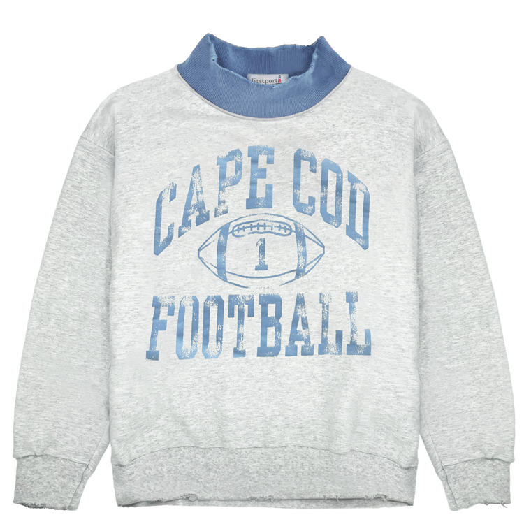 Cape Cod Football Mockneck - Ash/Washed blue