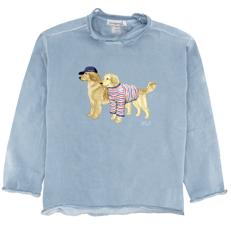 Firstport x Lunden & Olivia Port Stallings Retrievers  Crewneck - Washed Blue