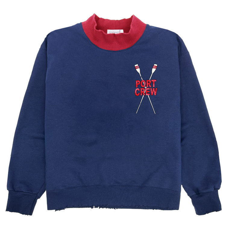 Port Crew Mock neck - Navy/Red