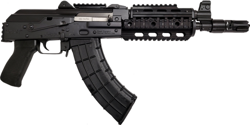 Zastava ZPAP92 AK-47 Pistol BULGED TRUNNION 1.5MM RECEIVER - Black | 7.62x39, 10" Chrome Lined Barrel, Night Brake, Quad Rail, Top Rail