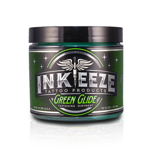 INK-EEZE Green Glide Tattoo Ointment, 16oz | Good Guy Tattoo