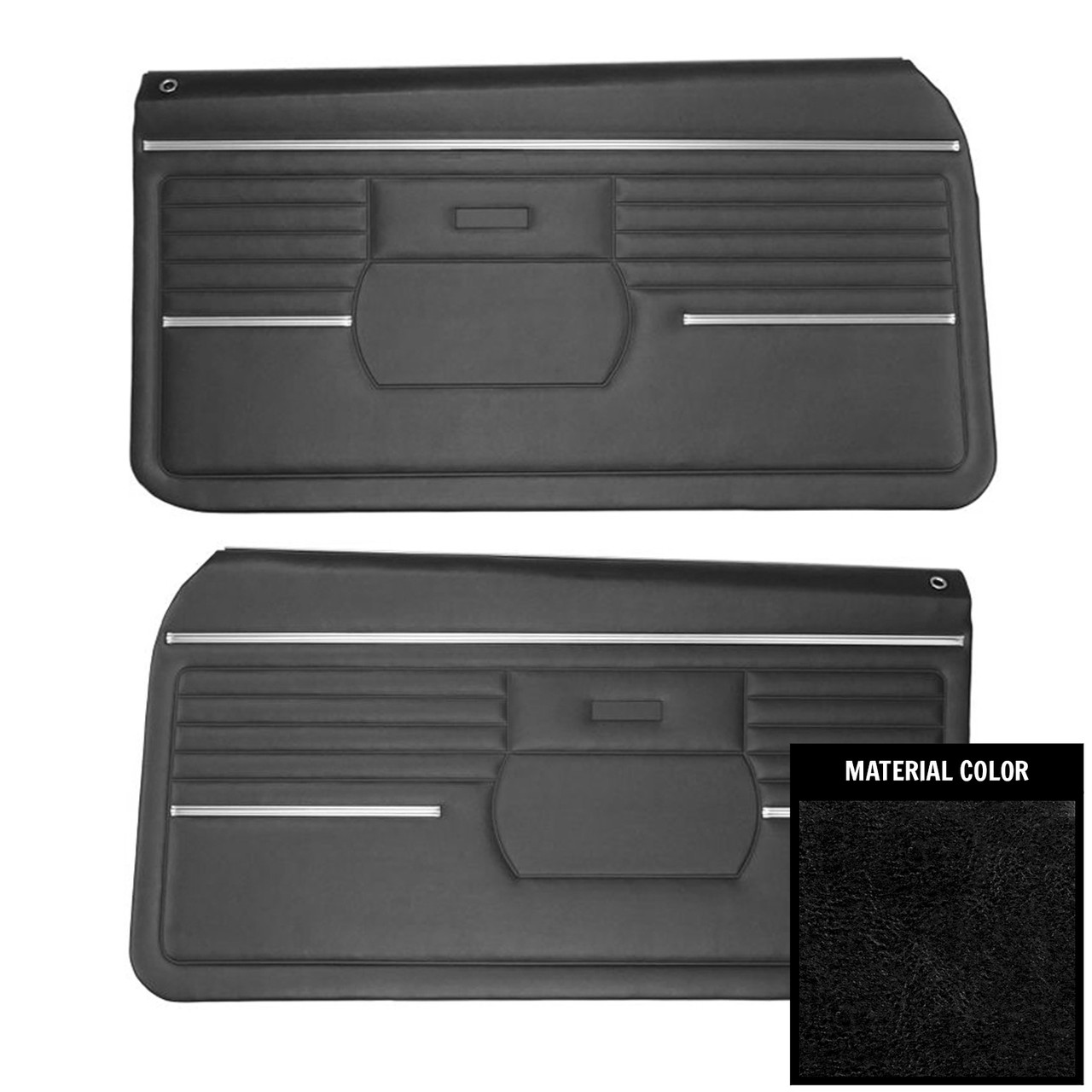 1968 Camaro; Standard Pre-Assembled Front Door Panels; Black