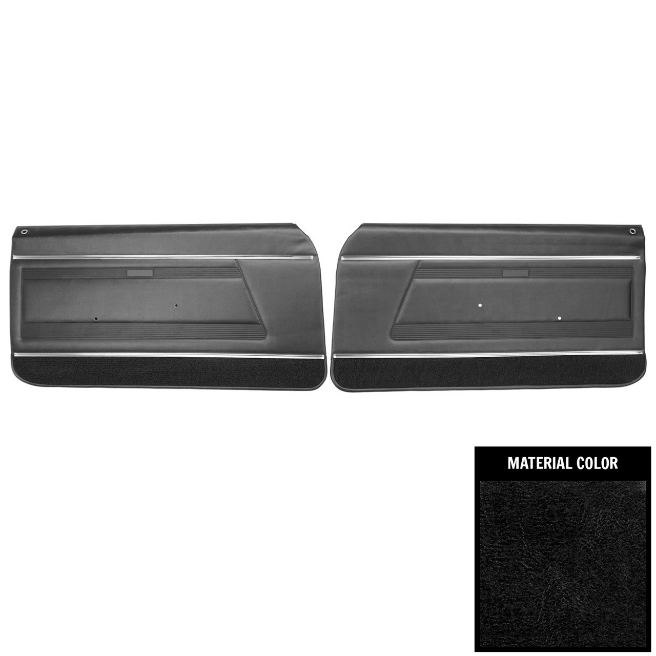 1968 Firebird; Standard Pre-Assembled Front Door Panels; Black