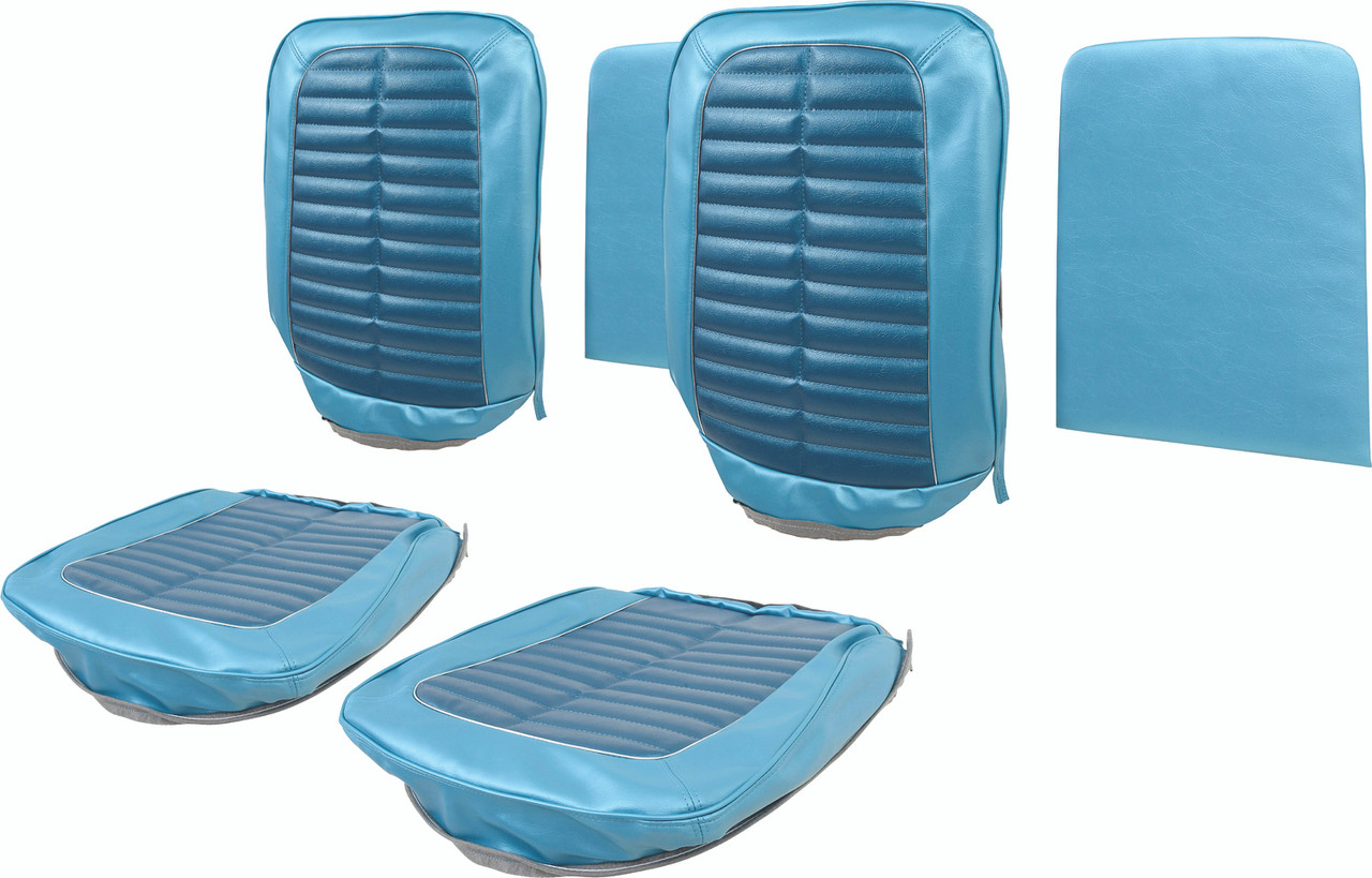 1964 Ford Galaxie 500; XL; Front Bucket Seat Covers; 2-Tone Blue