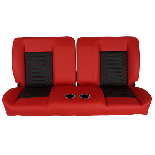 60" Sport Mod I Bench Seat Red Vinyl Wide Blk Insert Red Thread w/Cupholder