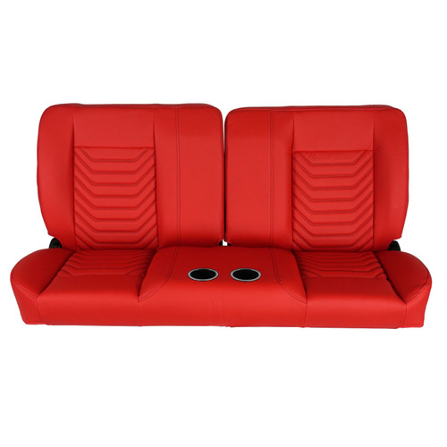 60" Sport Mod I Bench Seat Red Vinyl Wide Red Insert Blk Thread w/Cupholder