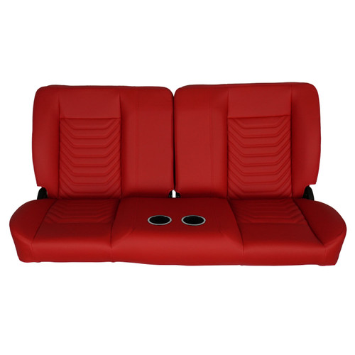 60" Sport Mod I Bench Seat Red Vinyl Wide Red Insert Red Thread w/Cupholder