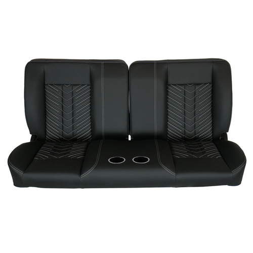 60" Sport Mod II Bench Seat Blk Vinyl Thin Blk Insert White Thread w/Cupholder