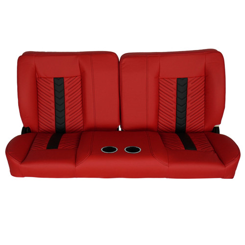 60" Sport Mod II Bench Seat Red Vinyl Thin Red/Blk Insert Blk Thread wCupholder