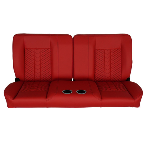 60" Sport Mod II Bench Seat Red Vinyl Narrow Red Insert Blk Thread w/Cupholder