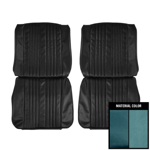 1965 Pontiac Bonneville; w/ Pockets; Front Bucket Seat Covers; 2-Tone Blue