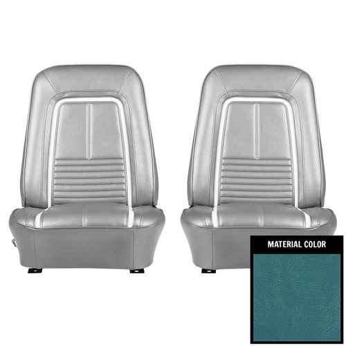 1967 Camaro; Deluxe; Front Bucket Seat Covers; Bright Blue/White