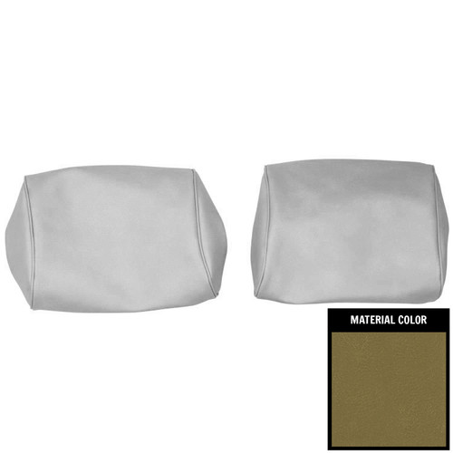 1968-72 Chevelle, GTO, Cutlass, Skylark, Nova; Bnch Seat Head Rst Cvrs; Ivy Gold