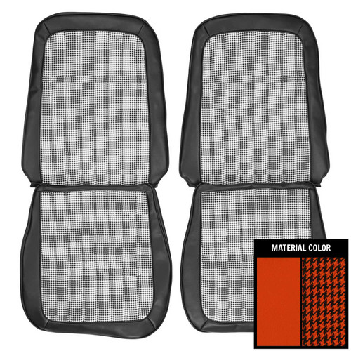 1969 Chevrolet Camaro Deluxe Houndstooth Orange Front Bucket Seat Covers