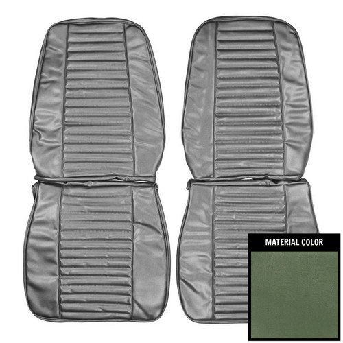 1969 Plymouth Barracuda; Standard Front Bucket Seat Covers; Dark Metallic Green
