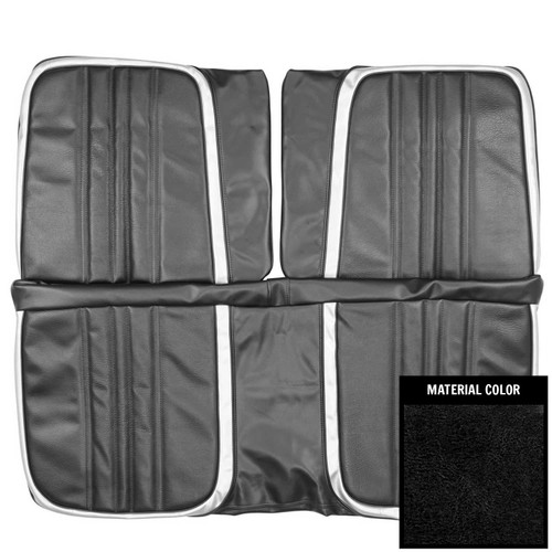 1970 Mopar B-Body; w/o Arm Rest; Cust Decor Front Bench Seat Cover; Black/Silver (70KSRD854B)