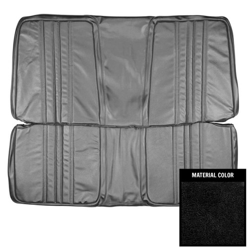 1970 Mopar B-Body; Hardtop; Custom Decor Rear Bench Seat Cover; Black/Silver (70KSRD854C)