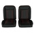 Low Back Bucket Sport Mod II Seat Set Black Vinyl Narrow Black Insert Red Thread