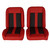 Low Back Bucket Sport Mod II Seat Set Red Vinyl Narrow Blk/Red Insert Red Thread