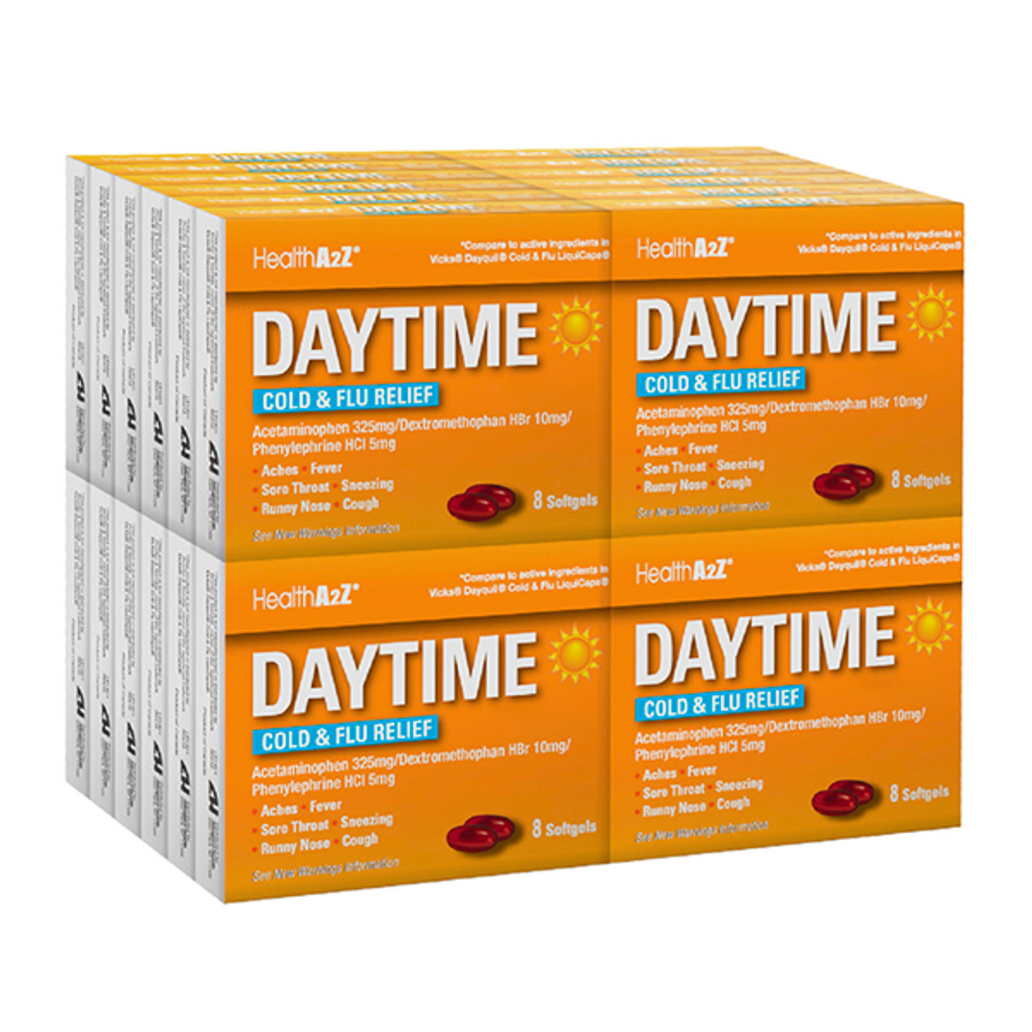 HealthA2Z Daytime Cold-Flu Relief, 24*8 Softgels (192 softgels Total)