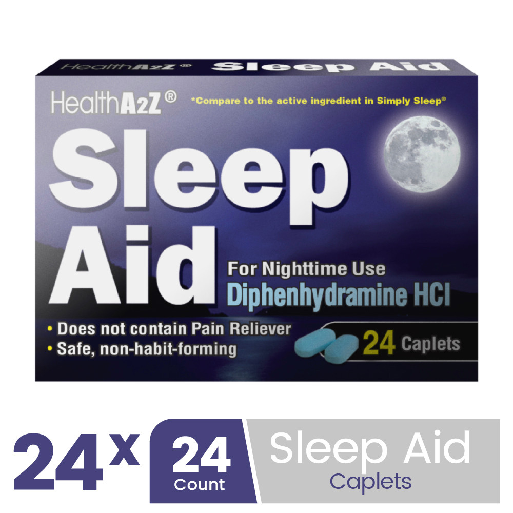 HealthA2Z Sleep Aid, Diphenhydramine HCl 25mg, 24*24 Caplets (576