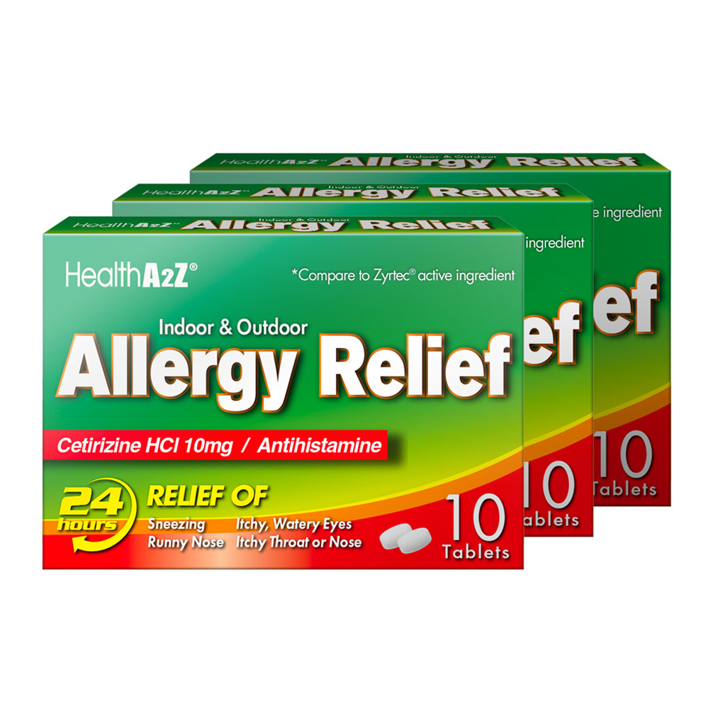 アレルケア HealthA2Z Allergy Relief, All Day Allergy, Cetirizine HCL 10mg, 10