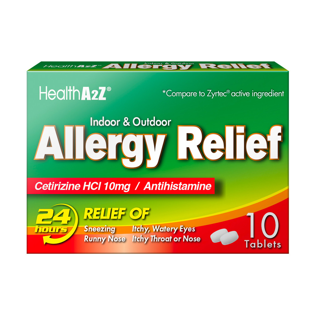 HealthA2Z Allergy Relief, All Day Allergy, Cetirizine HCL 10mg, 10