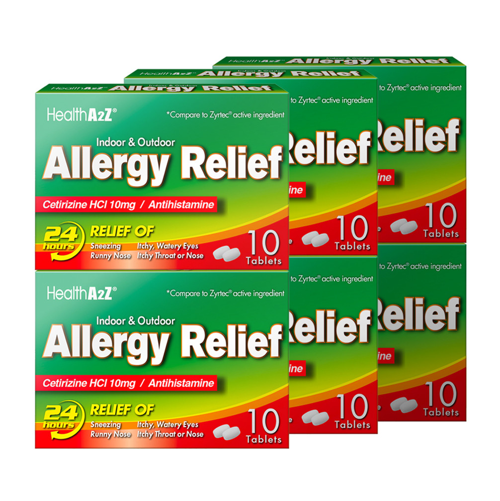 HealthA2Z Allergy Relief, All Day Allergy, Cetirizine HCL 10mg, 10