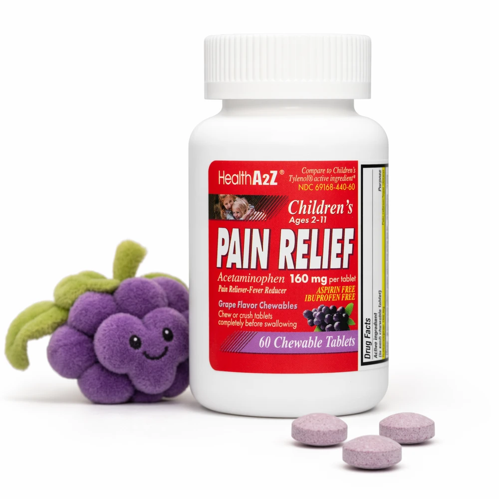 HealthA2Z® Children's Chewable Pain Relief | Acetaminophen 160mg