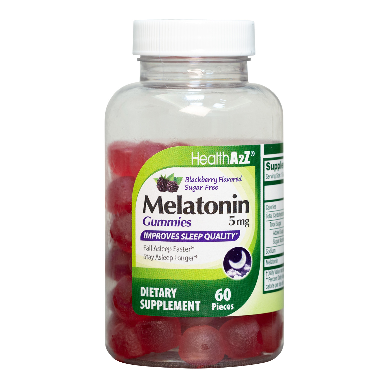 HealthA2Z® Sugar Free Melatonin Gummies | Blackberry Flavored | 5