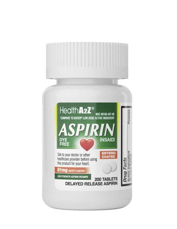 HealthA2Z® Aspirin 81 mg | DYE Free | Low Strength | 200 Counts | Pain