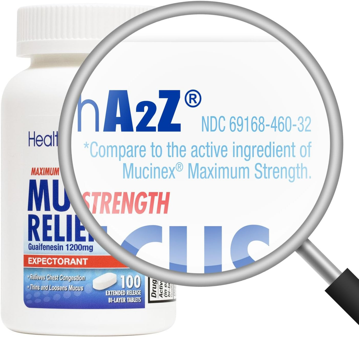 HealthA2Z® Mucus Relief | Guaifenesin 1200 mg | NO Benzene | 100