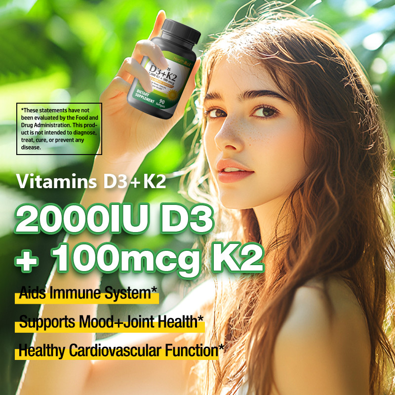 HealthA2Z® Vitamin D3 + K2 | 2000 IU + 100 mcg | 90 Softgels |