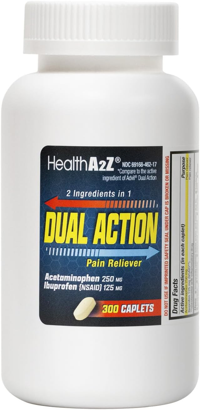 HealthA2Z® Dual Action Pain Relief | 300 Caplets | Acetaminophen