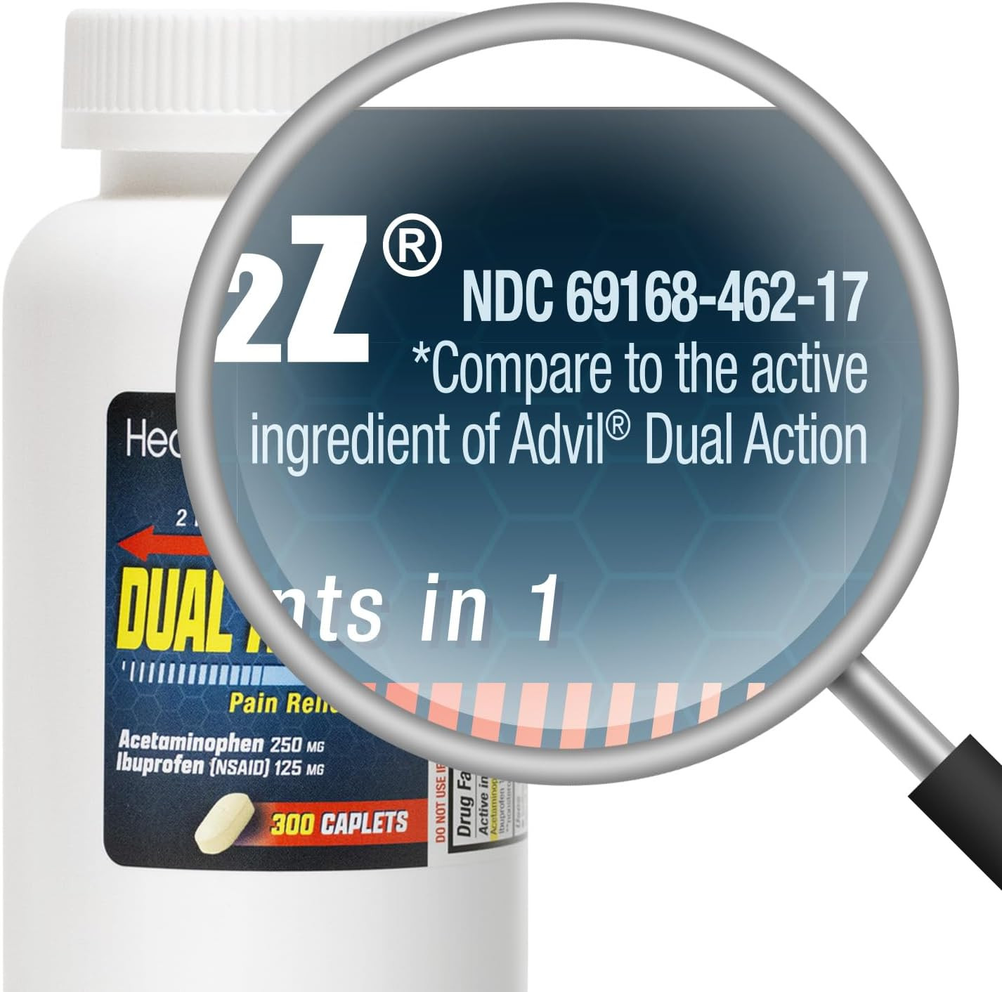 HealthA2Z® Dual Action Pain Relief | 300 Caplets | Acetaminophen