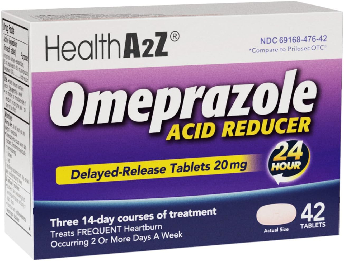 HealthA2Z® Acid Reducer | Omeprazole 20mg | 42 Tablets | Delayed
